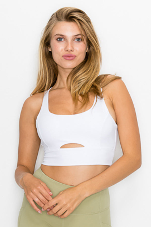 Cross Back Front Slit Sports Bra